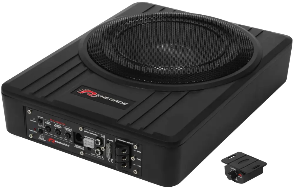 RENEGADE Aktiv-Box Aktiv Untersitz Subwoofer mit Endstufe Verstärker RS1000A Echt