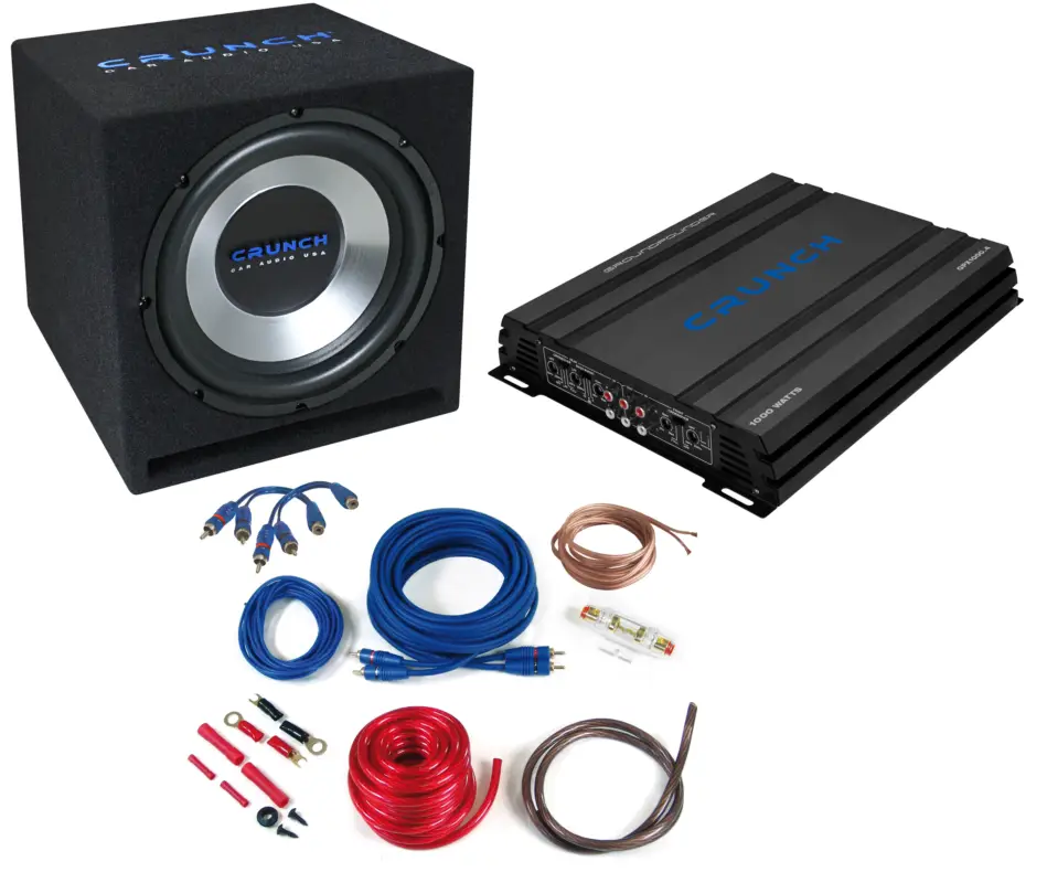 CRUNCH Basspaket Komplett Set Subwoofer+Endstufe Bass Anlage Kit 1000 W CBP1000 Preiswert