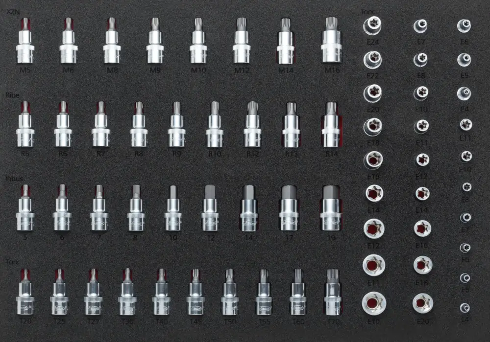VIGOR Steckschlüsseleinsatz Satz V2837 1/4", 3/8" 1/2" E Profil Innen Keilprofil Markenware