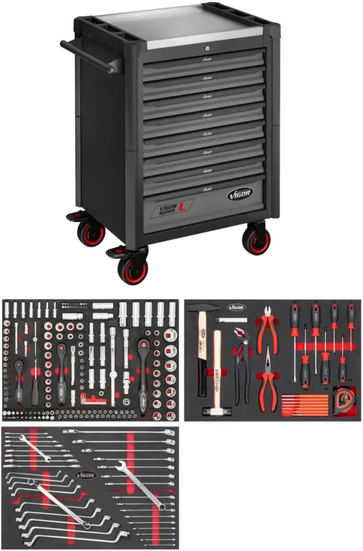 VIGOR Werkstattwagen Series L mit Sortiment V4219-X 248-teilig Beliebt