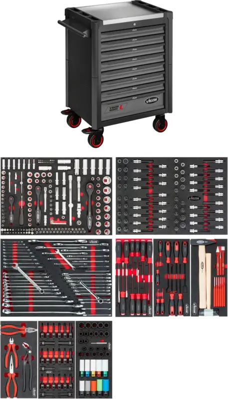 VIGOR Werkstattwagen Series L mit Sortiment V1901-X/376 376-teilig Abverkauf