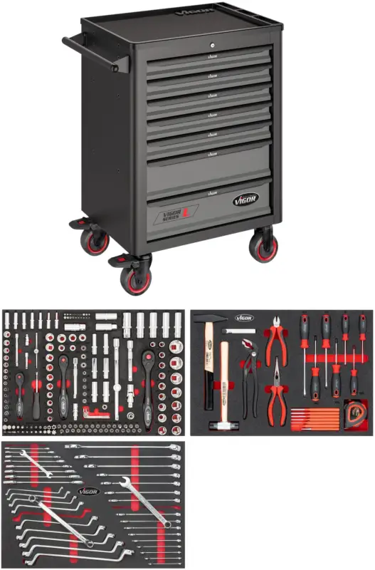 VIGOR Werkstattwagen Series L mit Sortiment V4219 248-teilig Billig
