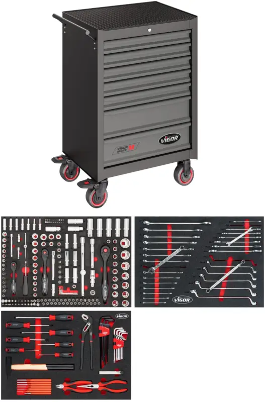 VIGOR Werkstattwagen Series M mit Sortiment V2379N 238-teilig Preisreduziert
