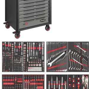 VIGOR Werkstattwagen Series XD extratief Edelstahl-Arbeitsplatte mit Sortiment Top-Seller