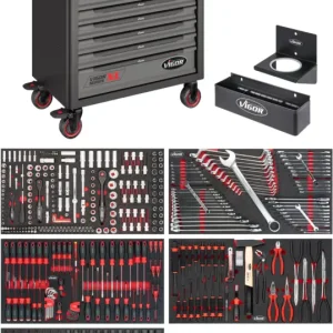 VIGOR Werkstattwagen Series XL Kunststoff-Arbeitsplatte mit Sortiment V4481/466 Kracherpreis