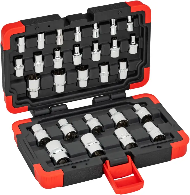 VIGOR Steckschlüsseleinsatz Satz V2687N 1/4", 3/8", 1/2" 28-teilig E4 – E24 Finale Aktion