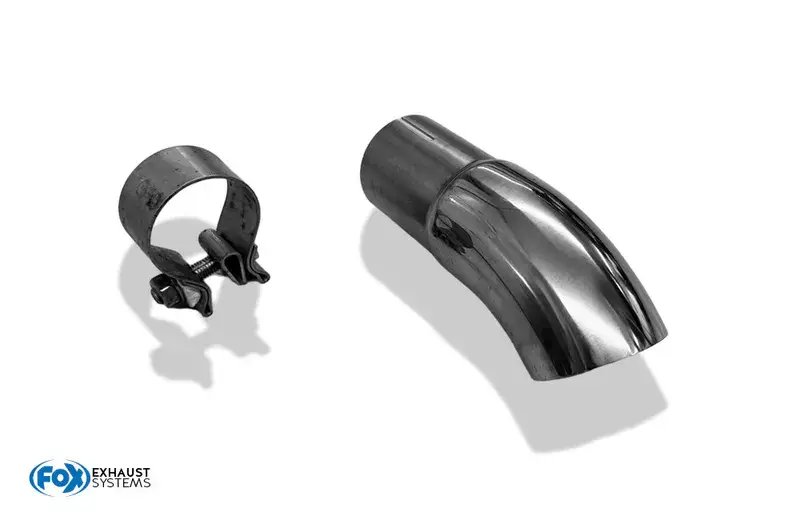Sonderangebot Fox Anschweißendrohr Typ 28 zum Stecken Ø 63 mm / Länge: 180 mm / uneingerollt / 45° nach unten gebogen - Anschluss: 55mm