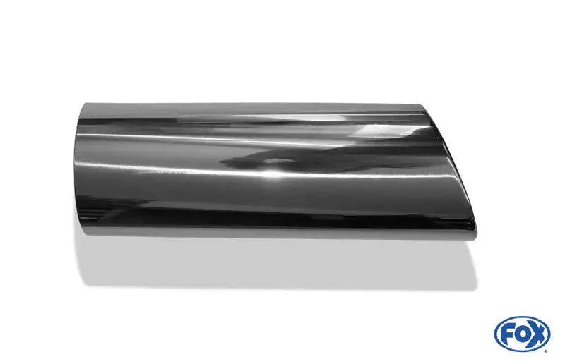 Fox Anschweißendrohr Typ 38 - Rechts 106x71 mm / Länge: 300 mm - oval- seitlich nach rechts abgeschrägt / eingerollt / ohne Absorber Neu