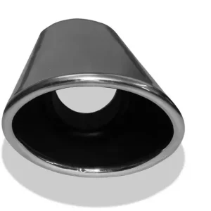 Expressversand Fox Anschweißendrohr Typ 44 106 x 71 mm / Länge: 300 mm- oval / eingerollt / 29° abgeschrägt / mit lang gezogener Tulpe