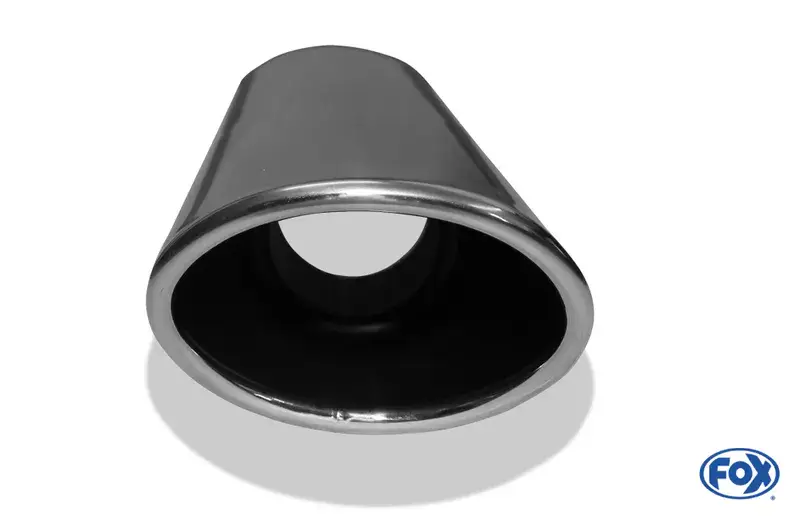 Expressversand Fox Anschweißendrohr Typ 44 106 x 71 mm / Länge: 300 mm- oval / eingerollt / 29° abgeschrägt / mit lang gezogener Tulpe