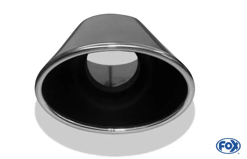 Fox Anschweißendrohr Typ 44 140x90 mm / Gesamtlänge: 300mm- oval / eingerollt / 15° abgeschrägt / mit lang gezogener Tulpe (Länge ca. 160mm) Sofort Bestellen