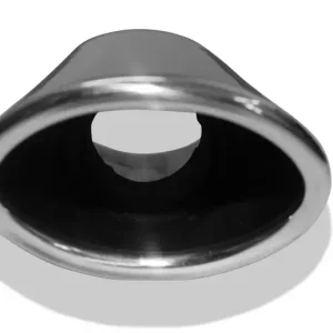 Fox Anschweißendrohr Typ 44 86x54 mm / Gesamtlänge: 200 mm- oval / eingerollt / 29° abgeschrägt / mit lang gezogener Tulpe (Länge ca. 110mm) Nur Heute
