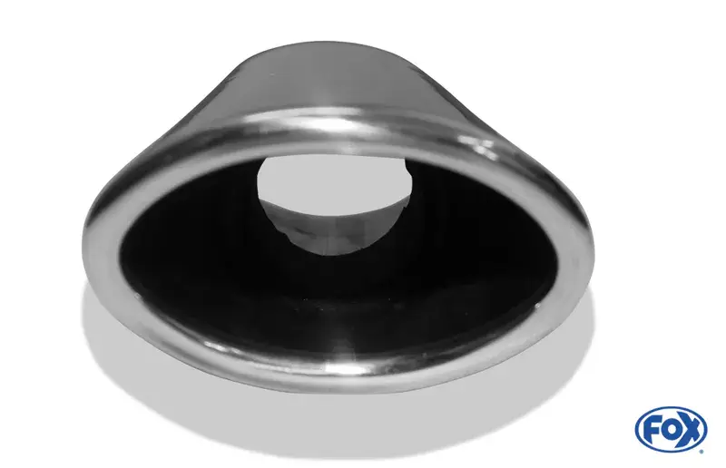 Fox Anschweißendrohr Typ 44 86x54 mm / Gesamtlänge: 200 mm- oval / eingerollt / 29° abgeschrägt / mit lang gezogener Tulpe (Länge ca. 110mm) Nur Heute