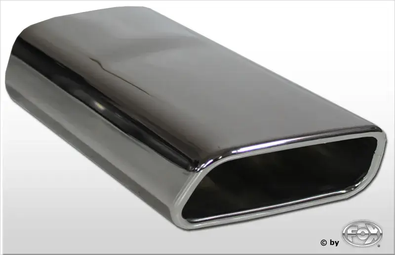Super-Preis Fox Anschweißendrohr Typ 59 Links 145x65 mm / Länge: 270 mm - trapezförmig / eingerollt / 20° abgeschrägt nach unten/ nach links 15° abgeschrägt