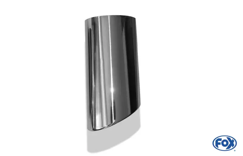 Markenprodukt Fox Anschweißendrohr Typ 38 - Rechts 115x85 mm / Länge: 240 mm - oval- seitlich nach rechts, sowie nach unten abgeschrägt / eingerollt / ohne Absorber