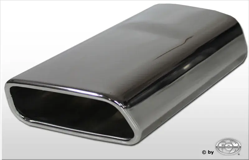 Neu Im Sortiment Fox Anschweißendrohr Typ 59 Rechts 145x65 mm / Länge: 270 mm - trapezförmig / eingerollt / 20° abgeschrägt nach unten/ nach rechts 15° abgeschrägt