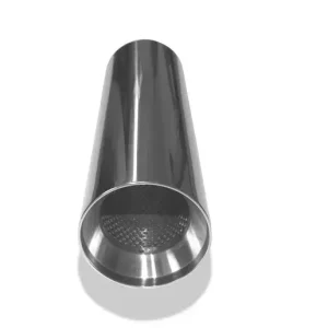 Fox Anschweißendrohr Typ 22 Ø 90 mm / Gesamtlänge: 300 mm- rund / uneingerollt / gerade / mit poliertem Absorber (Innendurchmesser 63mm - Länge: ca. 140mm) Neu Im Sortiment