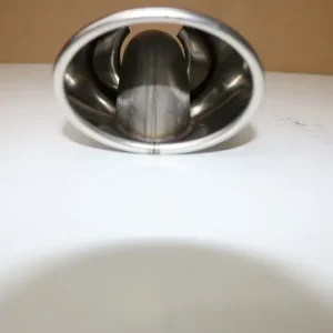 Geprüft Fox Anschweißendrohr 32 115x85 mm - oval / eingerollt / 24,5° abgeschrägt / mit Absorber - Anschluss 55mm nach unten (versteckt)