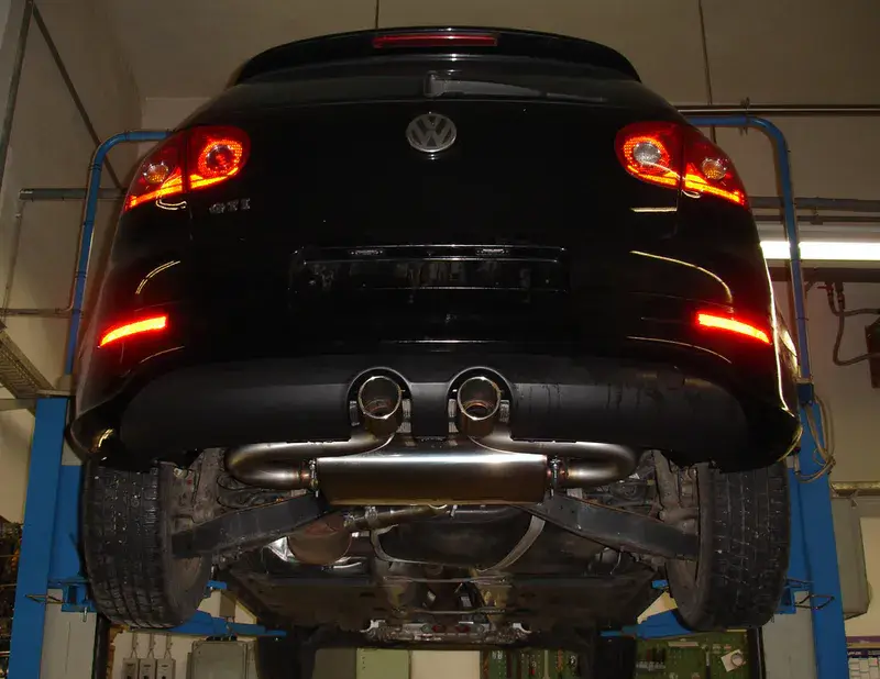 Fox VW Golf V TSI Endschalldämpfer Ausgang mittig R32-Design - 2x90 Typ 16 mittig Preisknaller