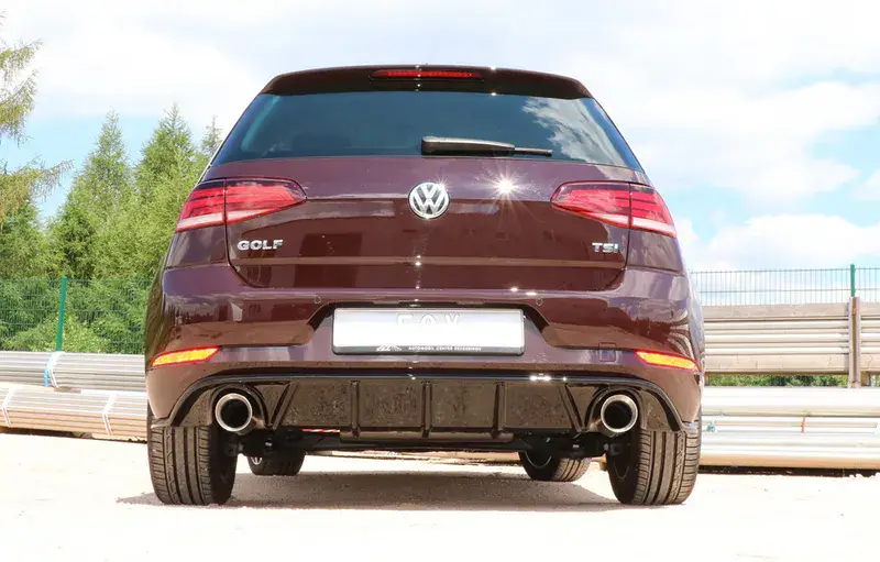 Fox VW Golf VII Facelift Einzelradaufhängung - Einsatz schwarz Endschalldämpfer rechts/links - 1x100 Typ 25 rechts/links inkl. Heckeinsatz schwarz lackiert Neu