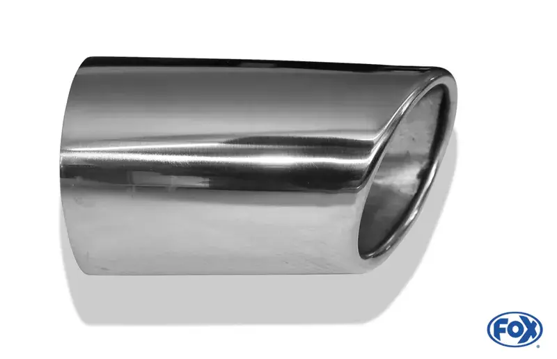 Fox Anschweißendrohr Typ 38 - Links 115x85 mm / Länge: 200 mm - oval- seitlich nach links, sowie nach unten abgeschrägt / eingerollt / ohne Absorber Geprüft