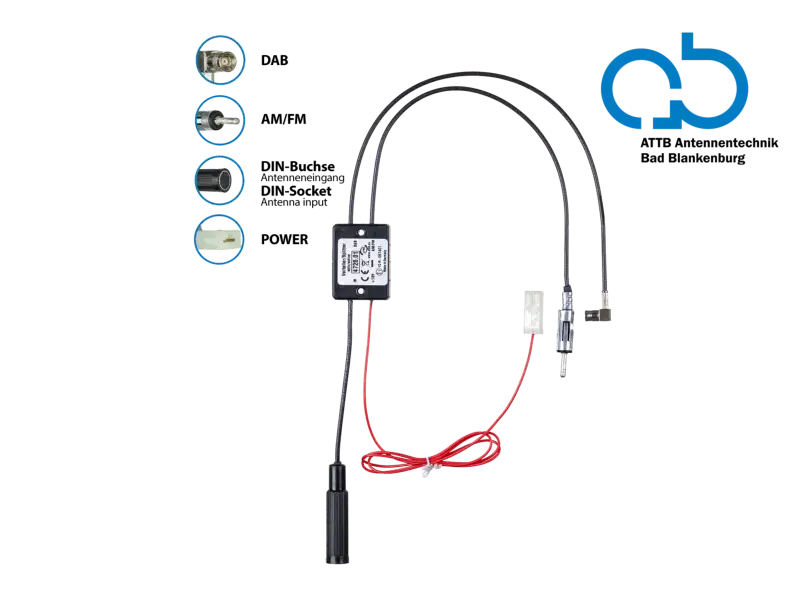ACV Antennensplitter AM/FM DAB+ DIN(f)>DIN(m)/SMB(f) verstärkt Preisknaller