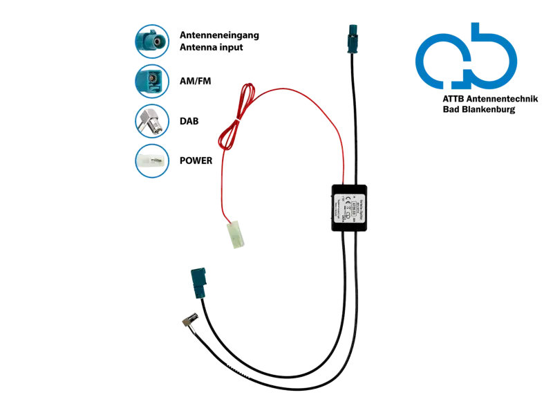 Zertifiziert ACV Antennensplitter AM/FM DAB+ Fakra>Fakra(f)/SMB(f) verstärkt