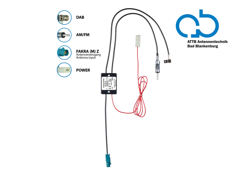 ACV Antennensplitter AM/FM DAB+ Fakra(m)>DIN(m)/SMB(f) verstärkt Preisknaller
