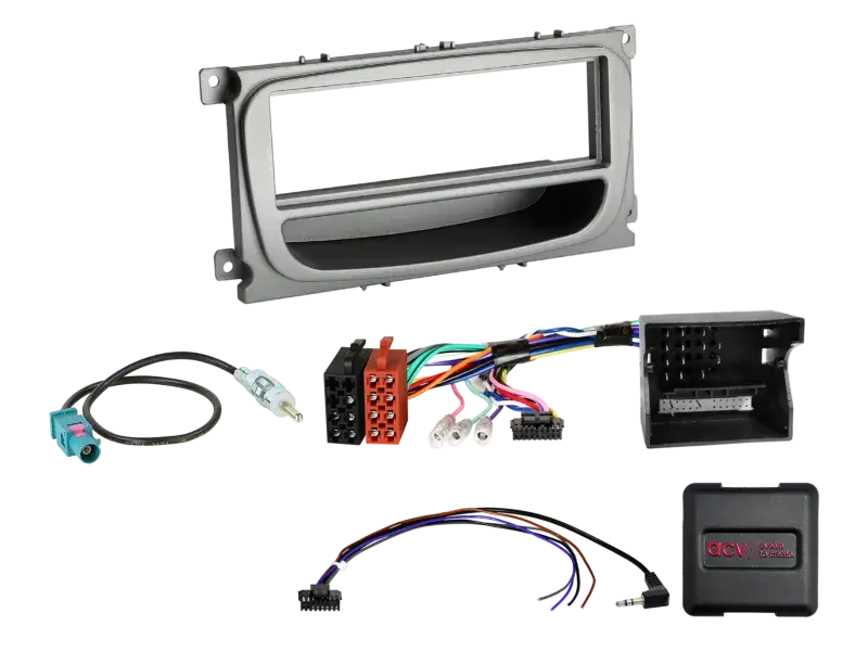 ACV 1-DIN Kit Ford Fahrzeuge silber LFB/CAN-Bus/Antenne Fakra Neue Ware