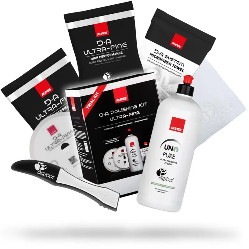 RUPES D-A Polishing Kit Ultra-Fine: UNO PURE Polish 1L + 2x Polishing Sponge Ultra-Fine 130/150mm + Polishing Cloth White + Sponge Remover Markenware