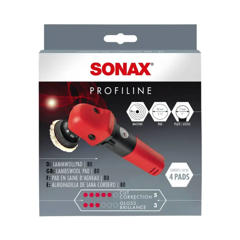 Sonax Lammwollpad 80mm 4er Set Echt