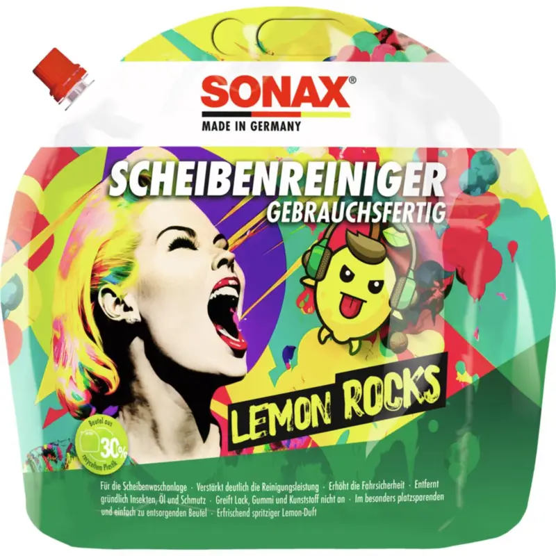 SONAX ScheibenReiniger gebrauchsfertig Lemon Rocks 3L Neu