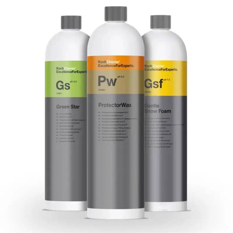 Koch Chemie Fahrzeugaußenreinigung + Konservierung Set: Gentle Snow Foam + Green Star + Protector Wax Geprüft