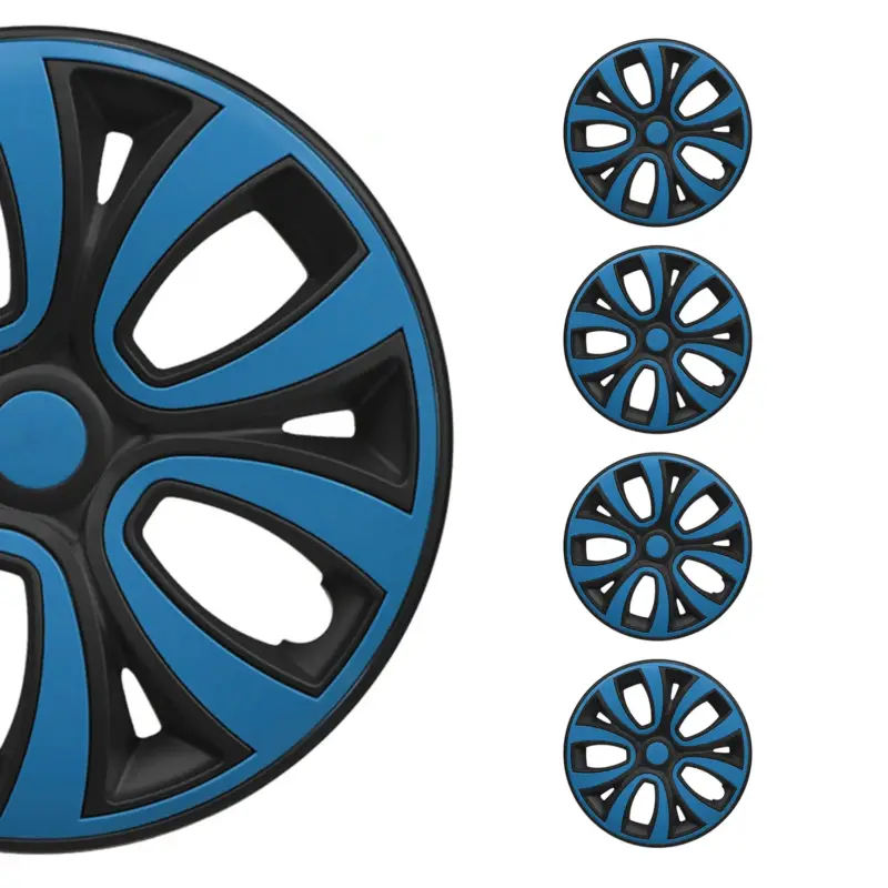 Billig 4x Radkappen Radzierblenden Radblenden 15" Zoll Stahlfelgen Blau Matt Schwarz