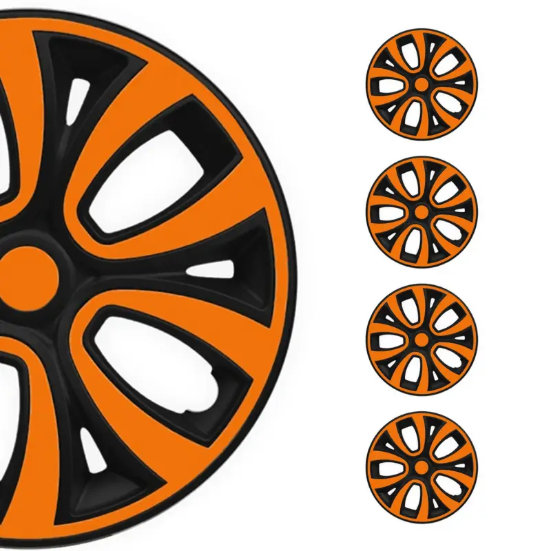 4x Radkappen Radzierblenden Radblenden 15" Zoll Stahlfelgen Orange Matt Schwarz Aktuell