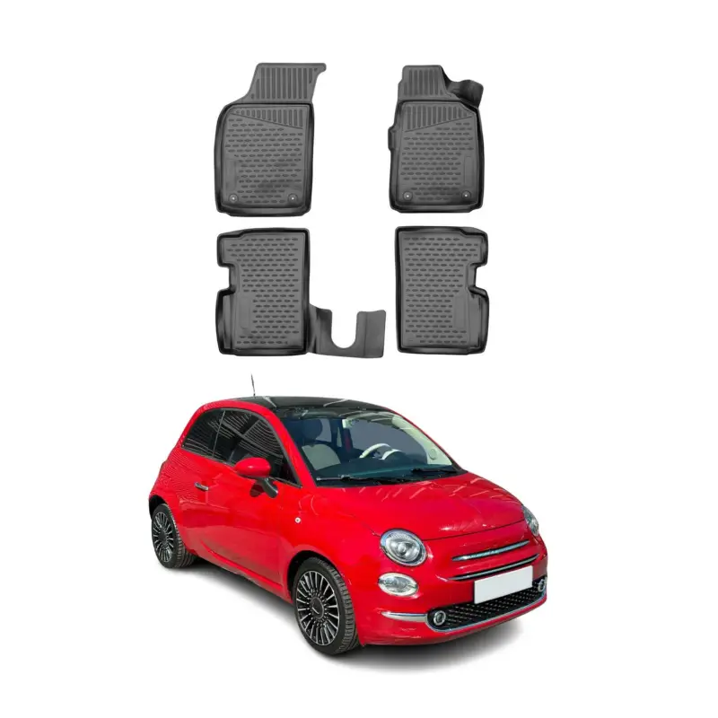 Garantierte Lieferung OMAC Gummimatten Fußmatten für Fiat 500 2007-2015 RHD TPE Automatten Schwarz 4x