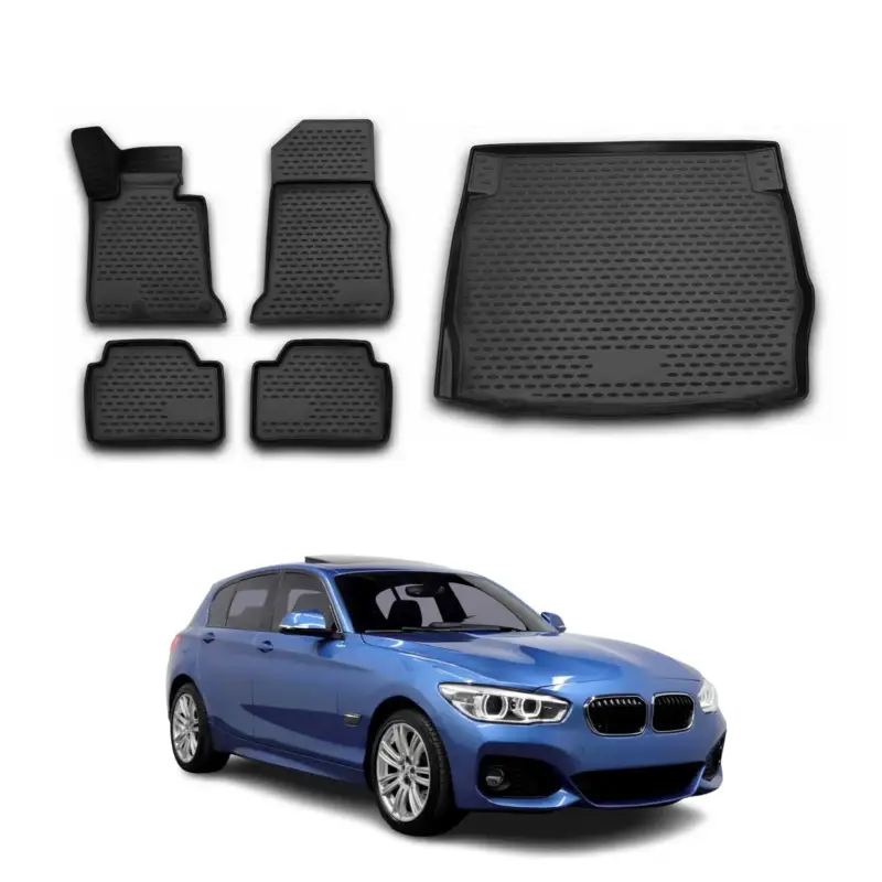 Fußmatten & Kofferraumwanne Set für BMW 1er F20 2011-2015 Gummi TPE Schwarz 5x Sonderangebot