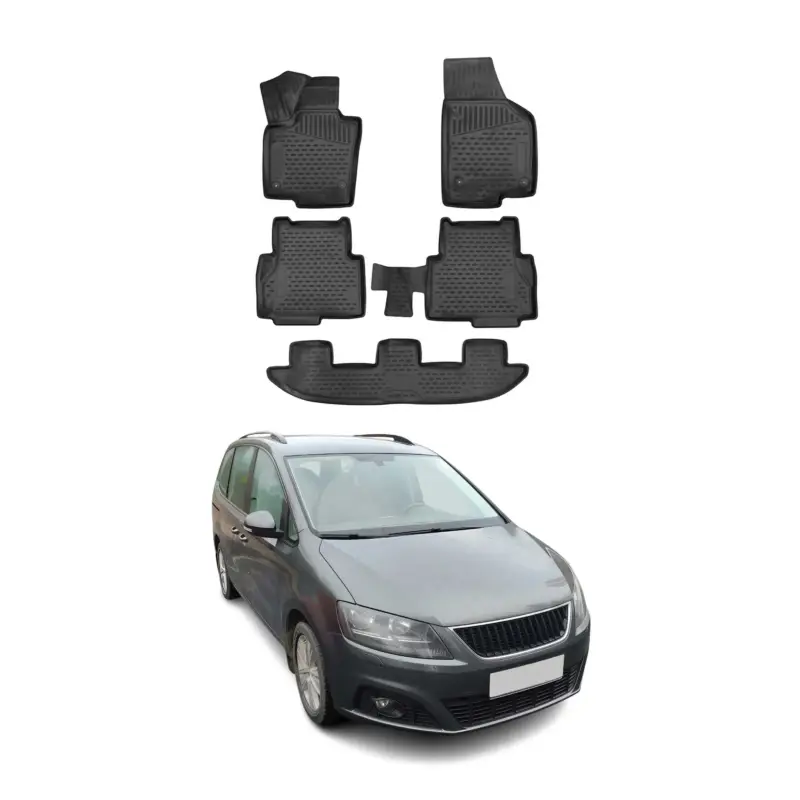 Knallerangebot OMAC Gummimatten Fußmatten für Seat Alhambra 2010-2015 TPE Automatten Schwarz 5x