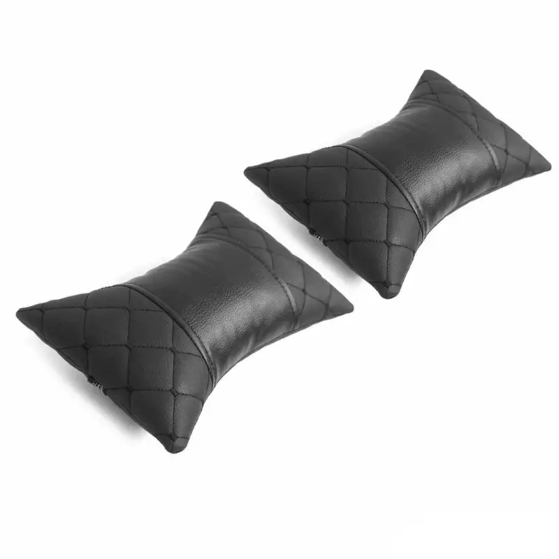 2 Stück KFZ Auto Kopfstütze Autositzkissen Nackenkissen Leder Schwarz 8x30cm Mega-Angebot
