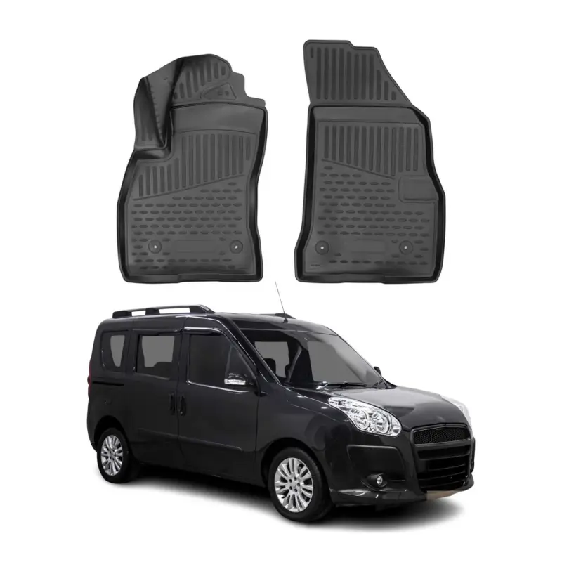 Billig OMAC Gummimatten Fußmatten für Fiat Doblo Maxi 2015-2021 TPE Matten Schwarz 2x