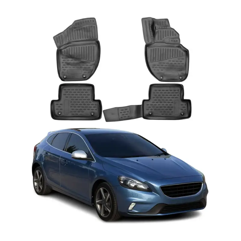 OMAC Gummimatten Fußmatten für Volvo V40 2013-2021 RHD TPE Automatten Schwarz 4x Wochenendangebot