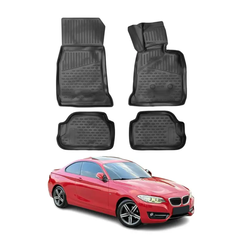 OMAC Gummimatten Fußmatten für BMW 2er 2014-2024 TPE Automatten Schwarz 4x Finale Aktion