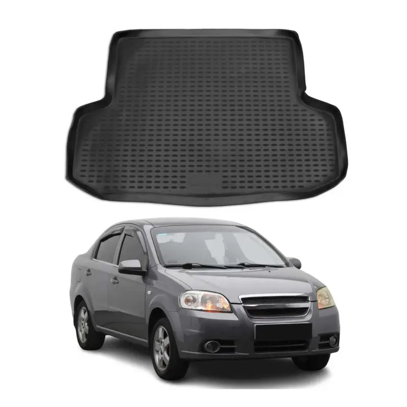 Günstig Kofferraummatte Kofferraumwanne für Chevrolet Aveo 2004-2012 Gummi TPE Schwarz