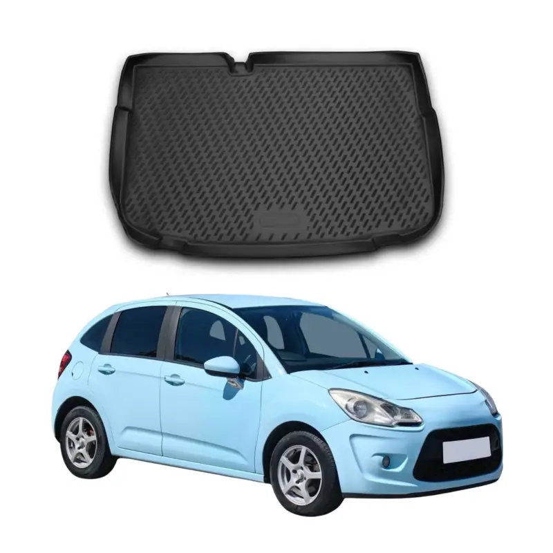 Kofferraummatte Kofferraumwanne für Citroen C3 2009-2016 Gummi TPE Schwarz Direktkauf