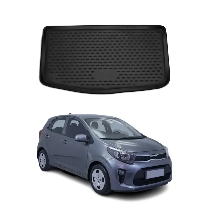 Wochenendangebot Kofferraummatte Kofferraumwanne für Kia Picanto 2017-2021 Gummi TPE Schwarz