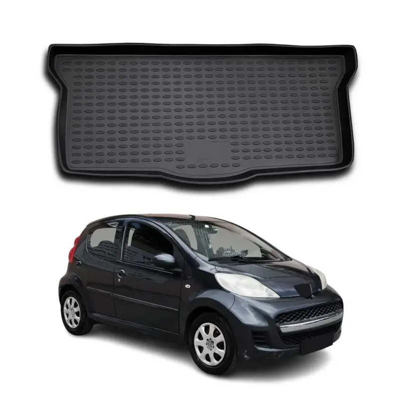 Kofferraummatte Kofferraumwanne für Peugeot 107 2005-2014 Gummi TPE Schwarz Preiswert