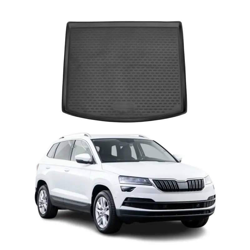 Highlight Kofferraummatte Kofferraumwanne für Skoda Karoq 2017-2021 Gummi TPE Schwarz