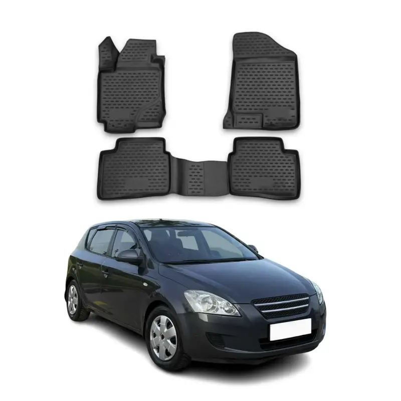 OMAC Gummimatten Fußmatten für Kia Ceed 2006-2012 TPE Automatten Schwarz 4x Preisreduziert