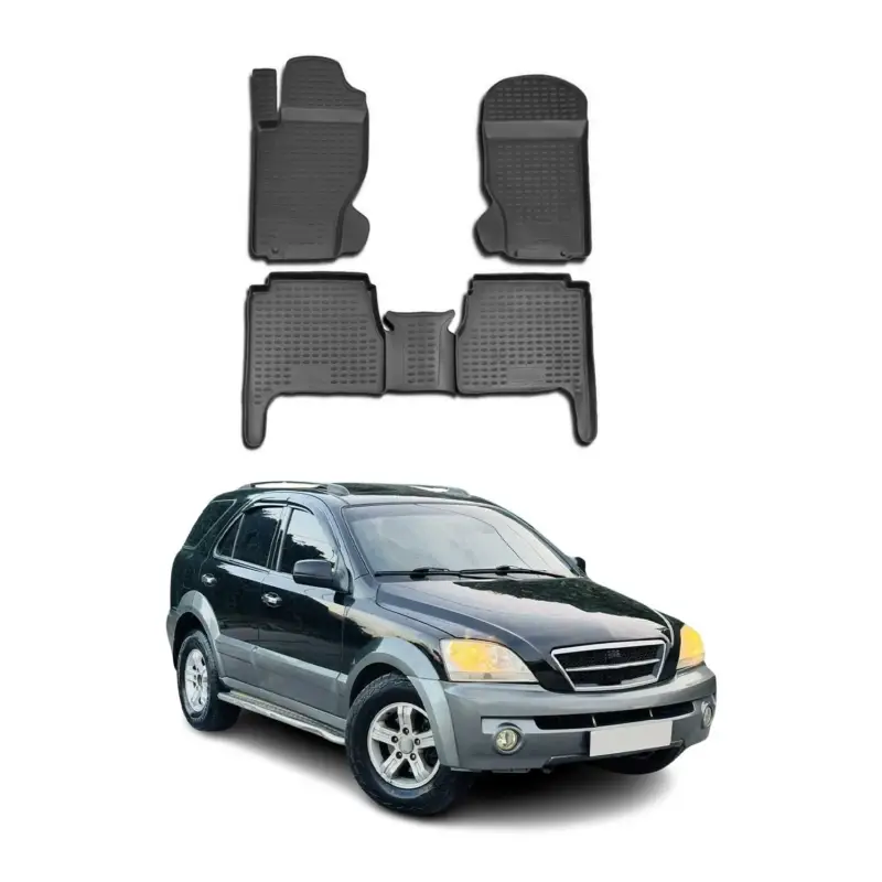 Aktuell OMAC Gummimatten Fußmatten für Kia Sorento 2002-2009 TPE Automatten Schwarz 4x