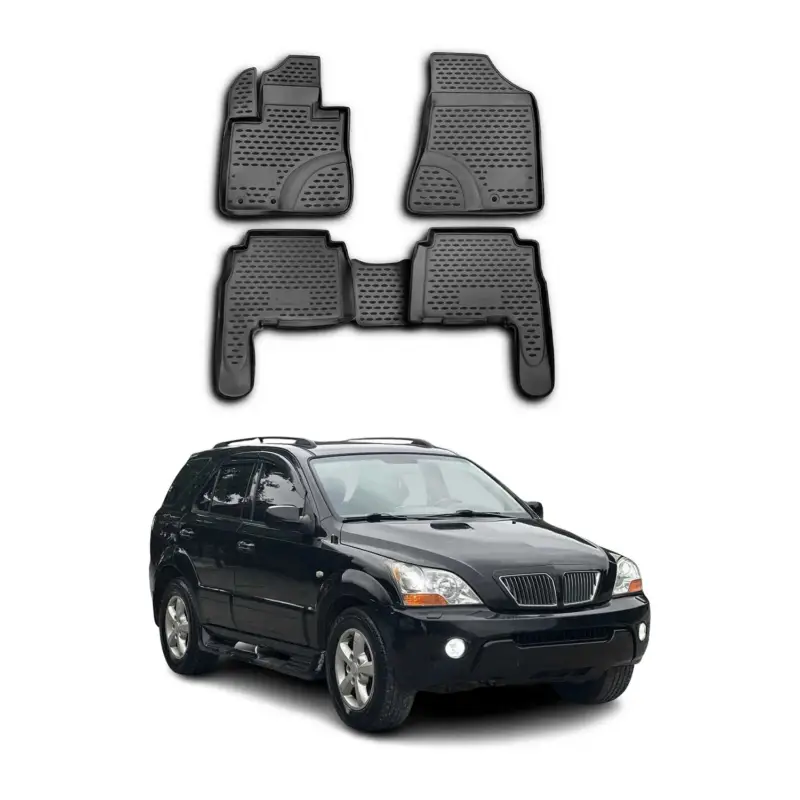 Abverkauf OMAC Gummimatten Fußmatten für Kia Sorento 2009-2012 TPE Automatten Schwarz 4x